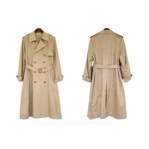 Uniqlo C Trench Coat Women XXL Tan Double Breasted Belt Cotton Old Money Preppy